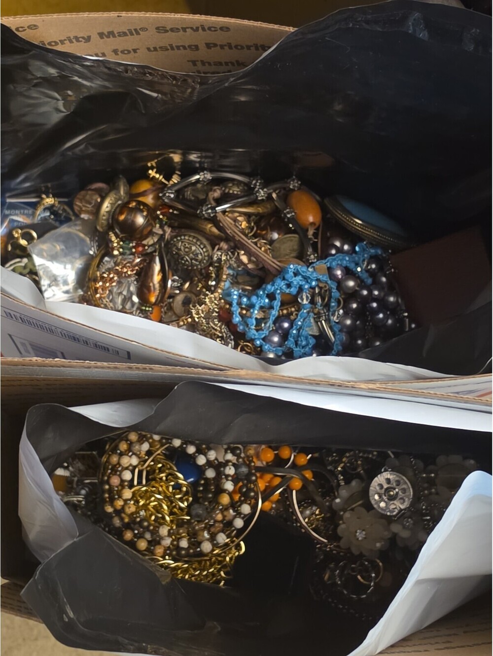 Vintage Jewelry Mix Lot .medium flat Rate Box Full. Wearable Resellable.